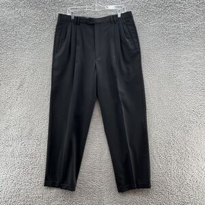 Bernini Beverly Hills Pants Mens 35 Black Super 100 Wool Pleated‎ Cuffed Italy